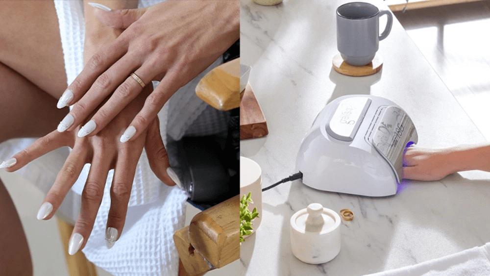 UV Nagellack Anleitung: Wie im Salon - Schritt für Schritt zum perfekten Finish mit frisch lackierten Nägeln und Lampe.