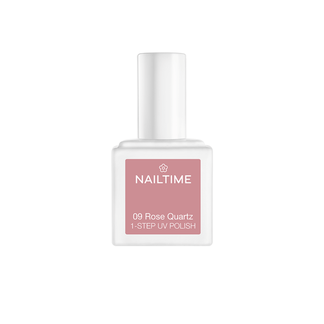 1-STEP UV POLISH No.09 Rose Quartz von NAILTIME – 3in1 Nagellack für perfekt glänzende Nägel.