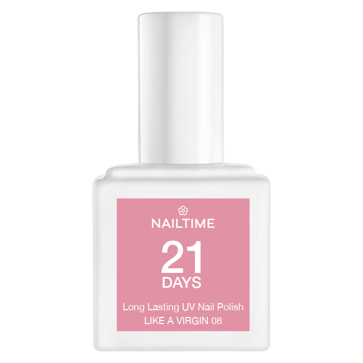 21 DAYS UV Nagellack No.08 LIKE A VIRGIN 8ML, rosarote Farbe mit bis zu 3 Wochen Haltbarkeit, vegan und tierversuchsfrei.