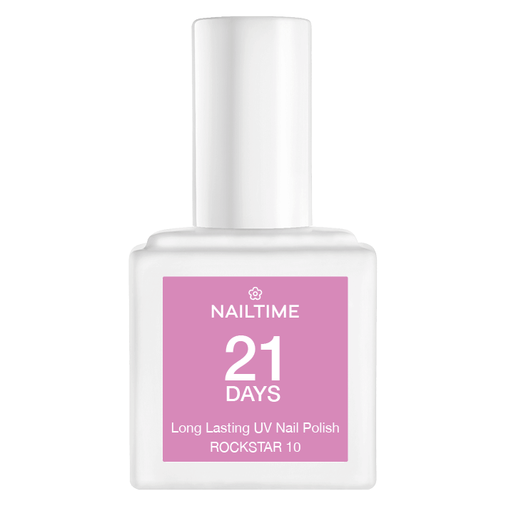 21 DAYS UV Nagellack No.10 ROCK STAR, leuchtendes Neon-Pink, bis zu 3 Wochen Haltbarkeit, vegan und tierversuchsfrei.