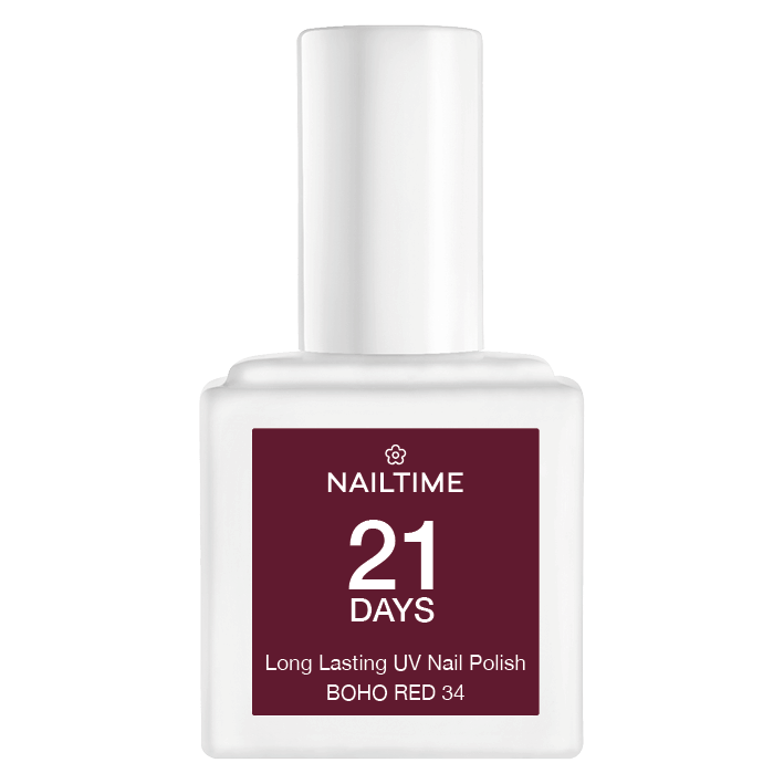 21 DAYS UV Nagellack BOHO RED 34 in 8ml Flasche für perfekte Nägel mit bis zu 3 Wochen Haltbarkeit.