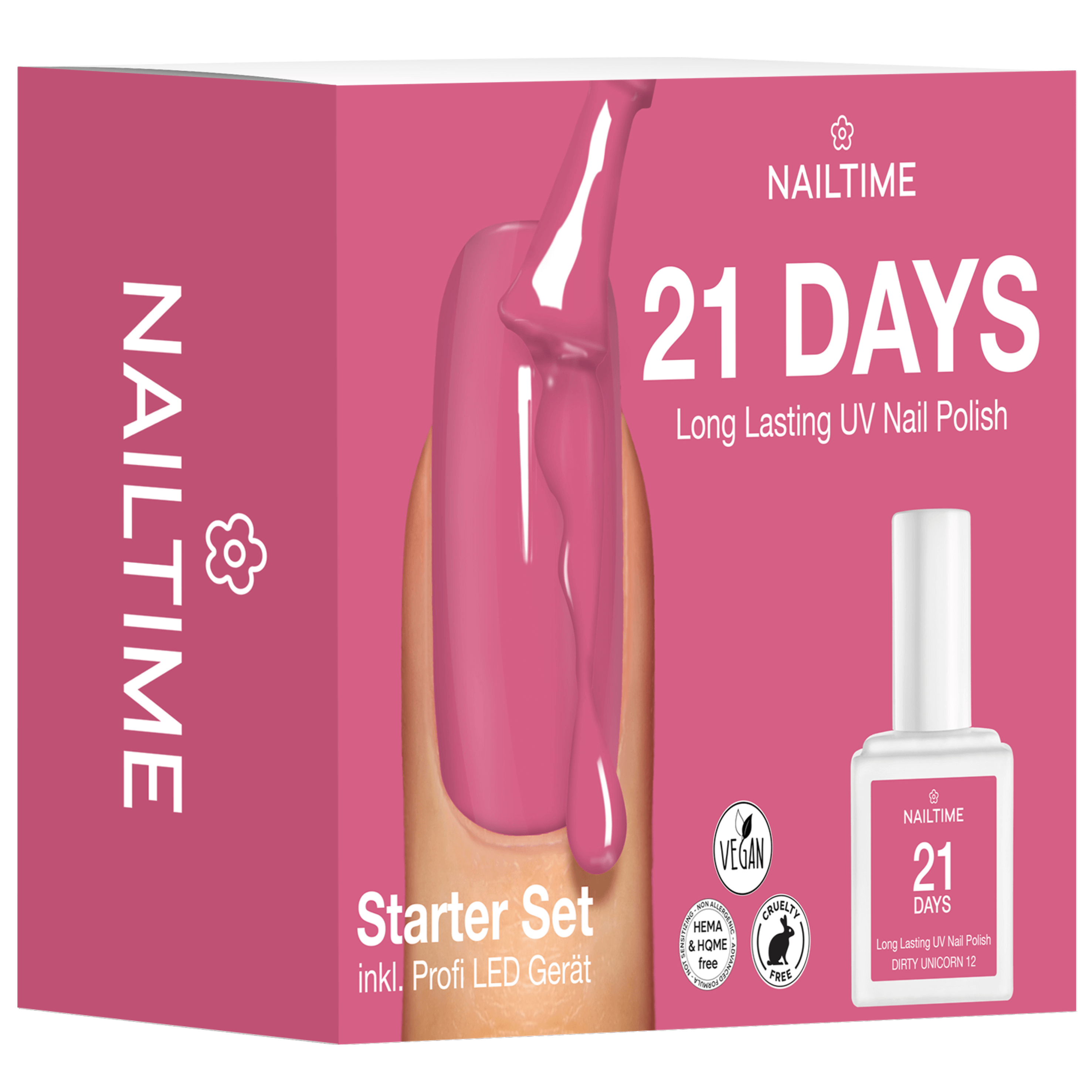 21 DAYS Starter Set mit UV Nagellack für perfekte Nägel, bis zu 3 Wochen Halt, vegan und tierversuchsfrei.