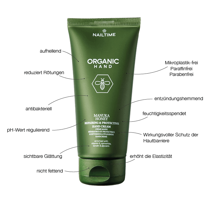 Manuka Honey Hand Cream 100ml tube 🌿, organic formula for hand & nail care, rich in antioxidants and moisture.