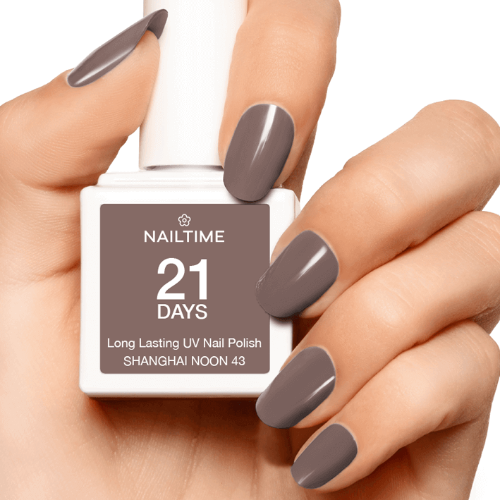 21 DAYS UV Nagellack No.43 Shanghai Noon in kräftigem Braunton, perfektes Nageldesign mit 3 Wochen Haltbarkeit.