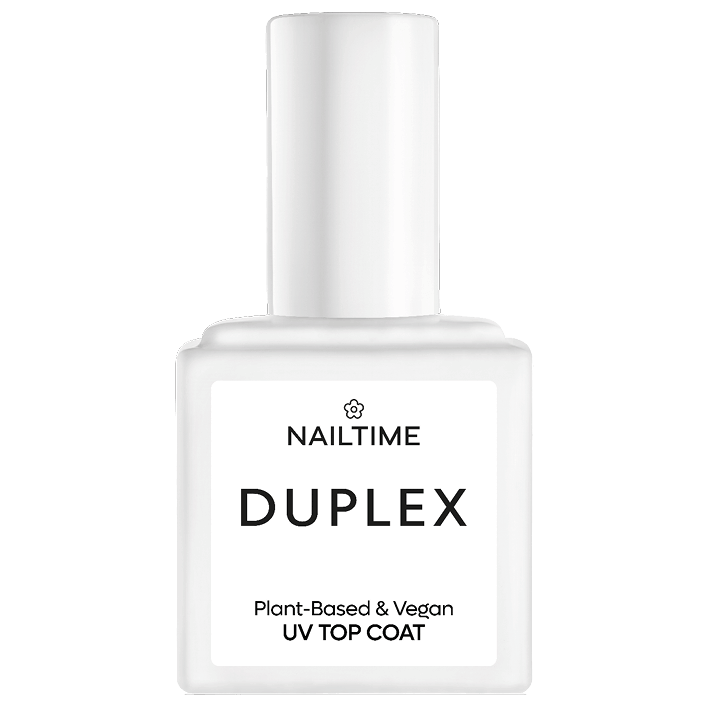 DUPLEX UV Top Coat 8ml by Nailtime, vegan and plant-based with natural ingredients for long-lasting manicures.