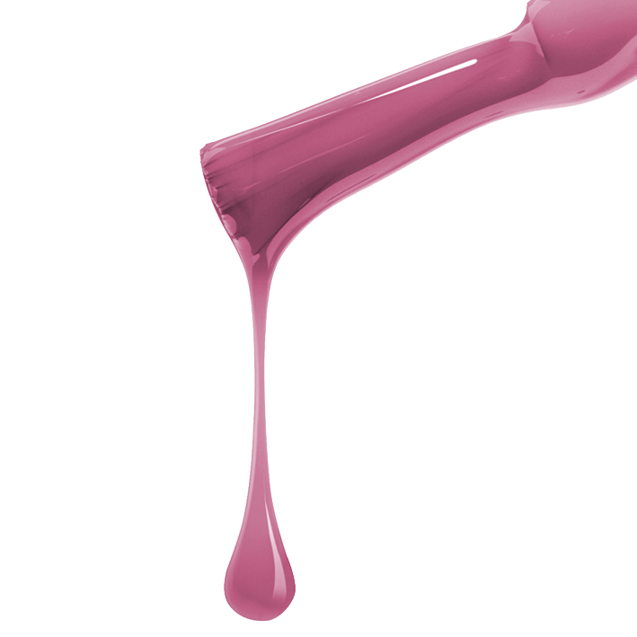 DUPLEX UV BIO Nagellack No.43 Wild Plum, pflanzenbasierte, vegane Nagellackfarbe tropft aus dem Pinsel.