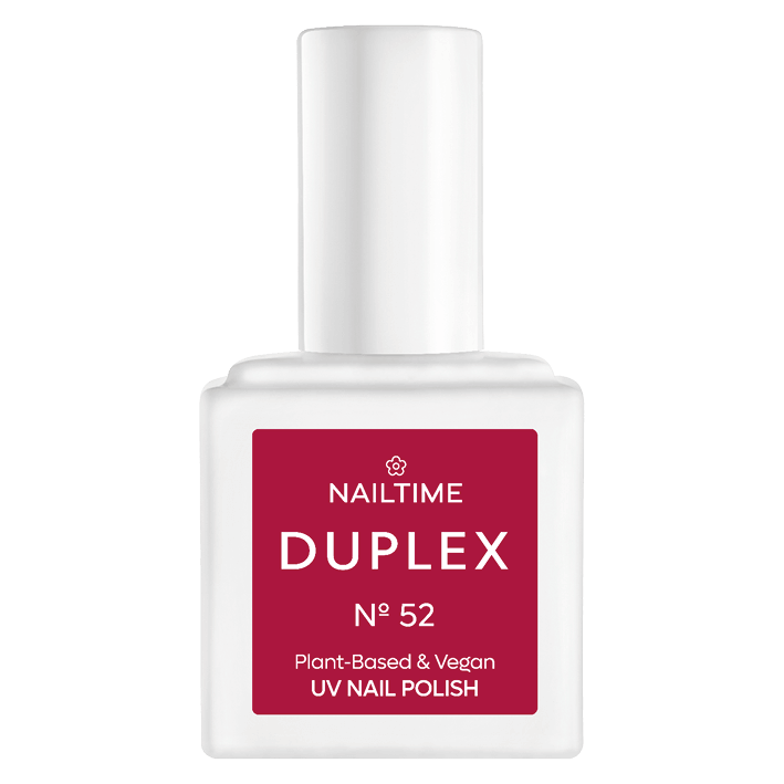 DUPLEX Nail Polish No.52 Rebell Rose, vegan, plant-based UV polish drying in 90 seconds, lasting 3x longer than regular nail polishes.