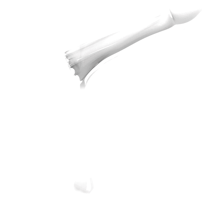 DUPLEX NAIL POLISH No.72 Snow White, vegan and plant-based formula dripping from the bottle.