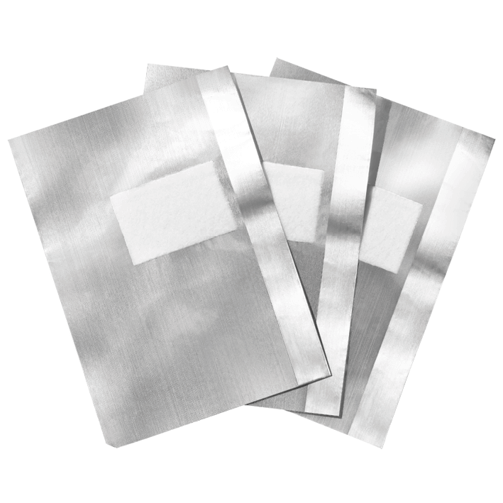 DUPLEX REMOVER FOILS 50 StĂĽck mit integriertem Wattepad fĂĽr Nagellackentfernung, vegan und pflanzenbasiert.