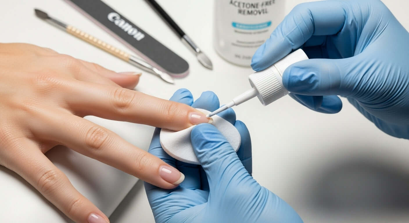 Nagellack länger haltbar machen: So gelingt`s - Anwendung von Aceton-freier Nagellackentferner.