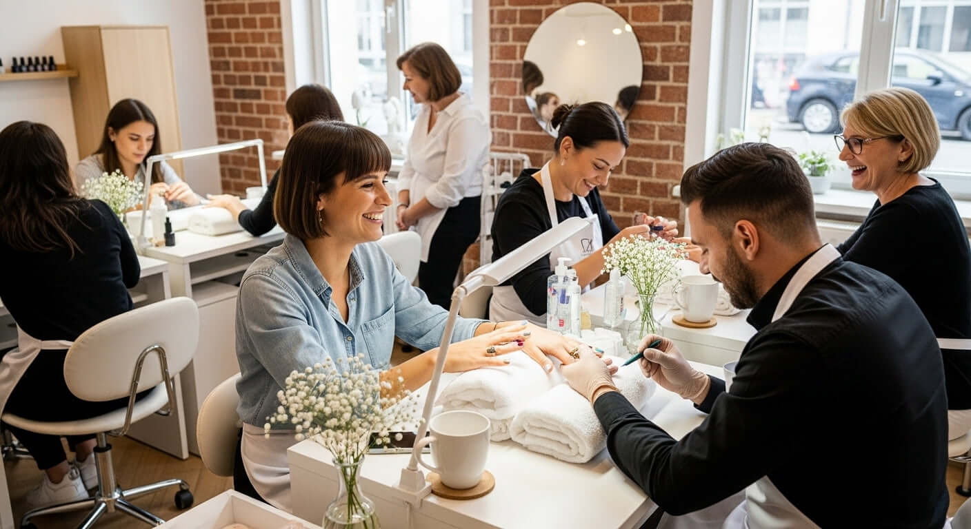 Trendfarben 2025 Nägel Guide: Farbtrends und deren Bedeutung bei Nagelbehandlungen in einem modernen Salon.