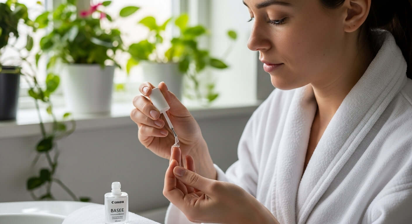 Was ist ein Base Coat? Verstehen und Nutzen für schöne Nägel - Anwendung eines Base Coats mit Nailtime.