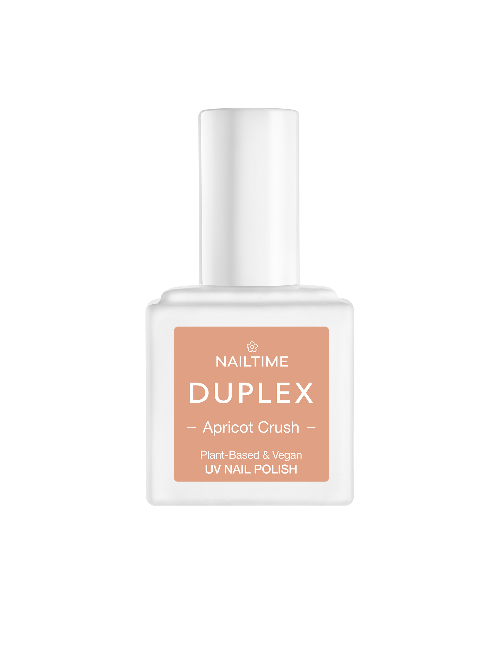 DUPLEX EUPHORIA Apricot Crush UV bio nail polish in a pastel peach shade, vegan and plant-based.