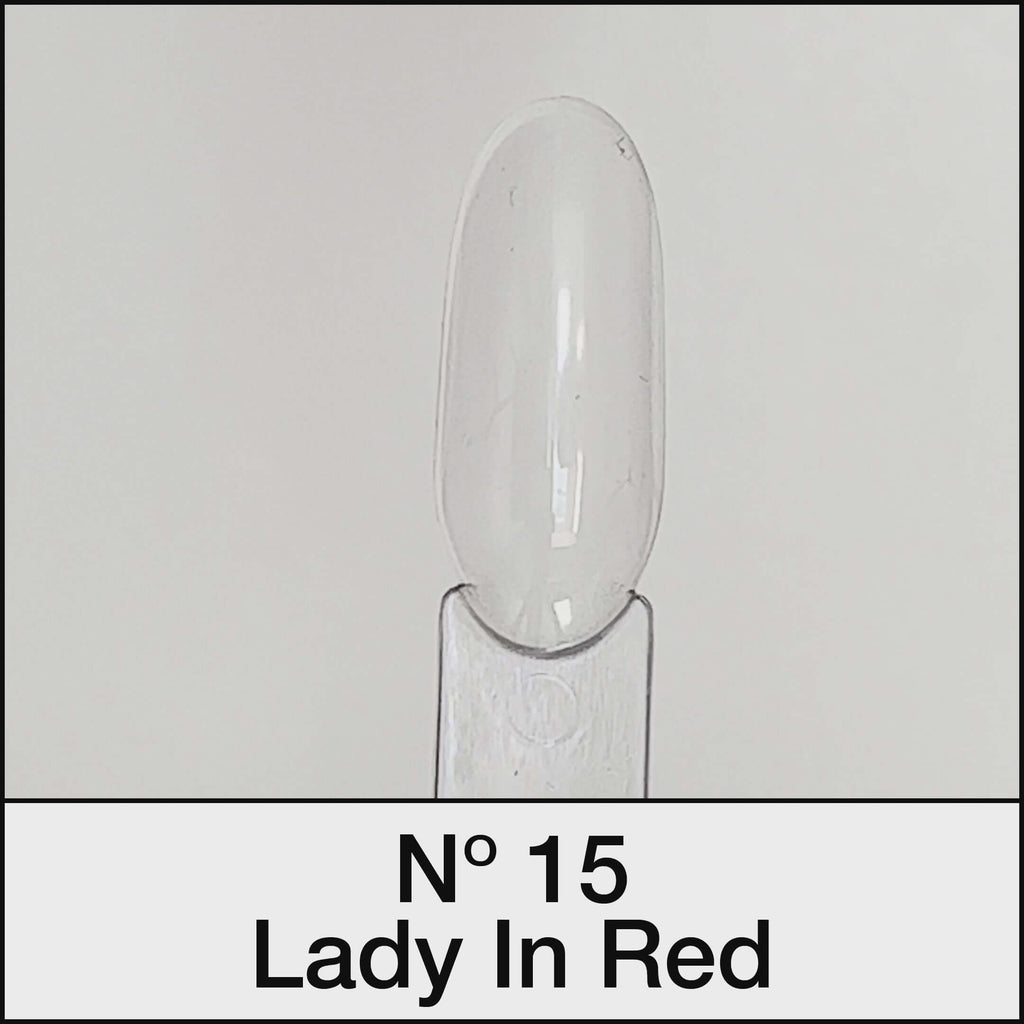 21 DAYS UV Nagellack No.15 'Lady In Red' auf Nagelspitze, kräftiges Rubinrot, vegan und tierversuchsfrei.