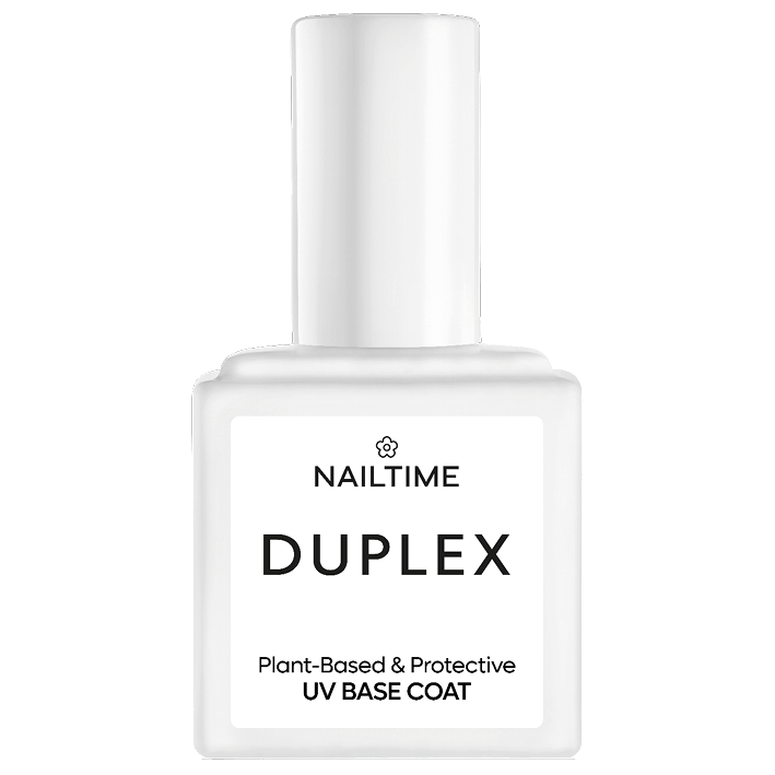 DUPLEX UV Base Coat 8ml, plant-based nail polish, vegan and halal, dries in 60 seconds, ideal for natural nails.