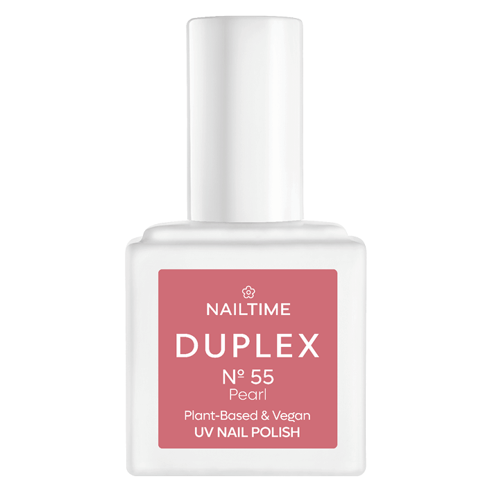 DUPLEX N°55 Pearl UV nail polish in Pearl Rose Blossom, 100% plant-based and vegan, dries in 60 seconds.