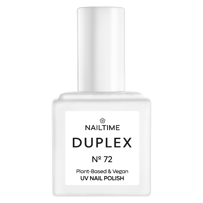 DUPLEX NAIL POLISH No.72 - Sweet, plant-based vegan UV nail polish in a bright snow white shade.