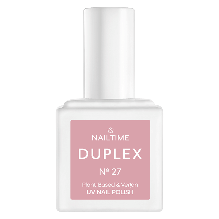 DUPLEX NAIL POLISH No.27 Ballerina, vegan, plant-based UV nail polish, dries in 90 seconds, long-lasting formula.