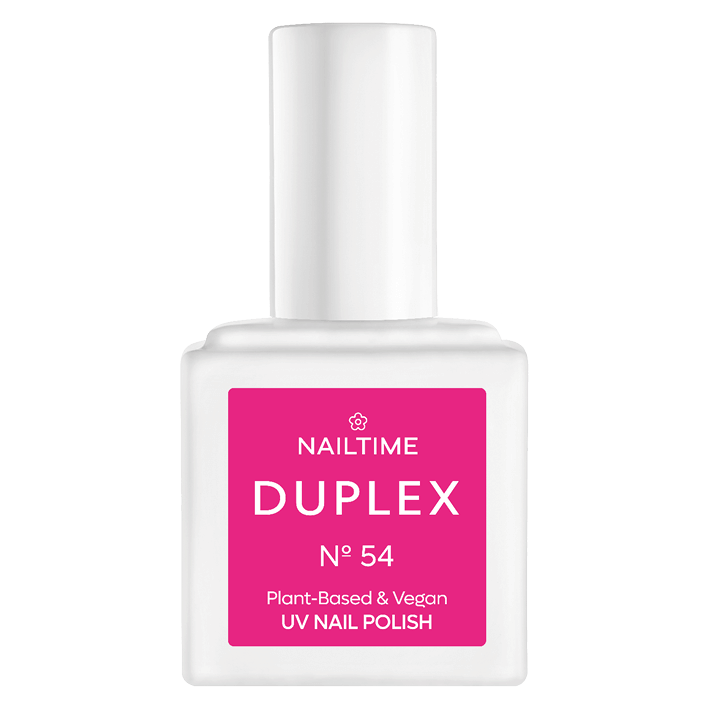 DUPLEX No.54 Hippie Chic plant-based UV nail polish, vegan formula, dries in 60 seconds, lasts 2-3x longer than traditional polish.