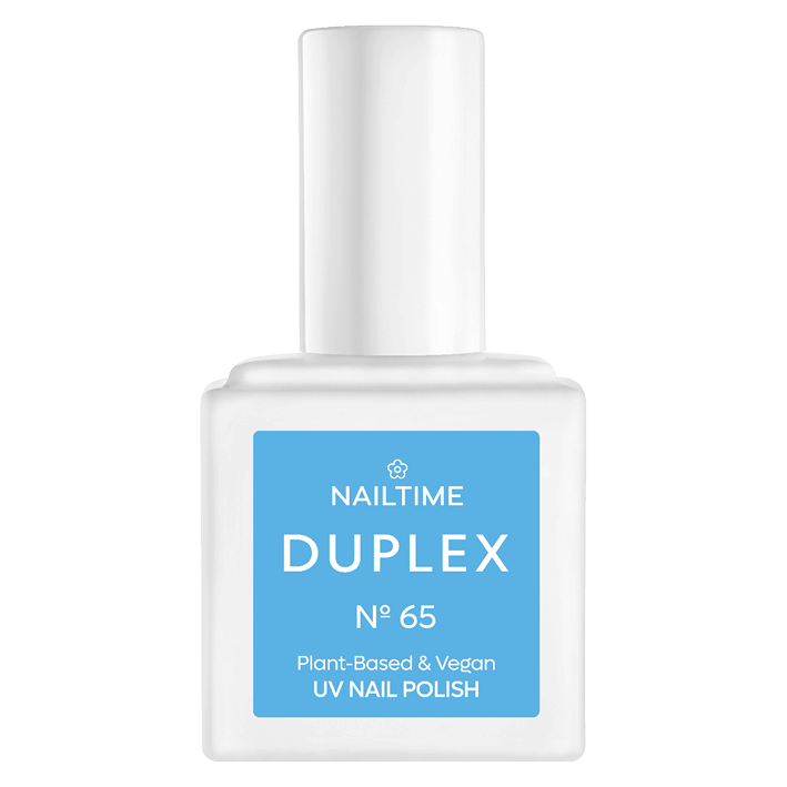 DUPLEX NAIL POLISH No.65 Swimming Pool, plant-based, vegan UV nail polish, dries in 90 seconds, long-lasting formula.